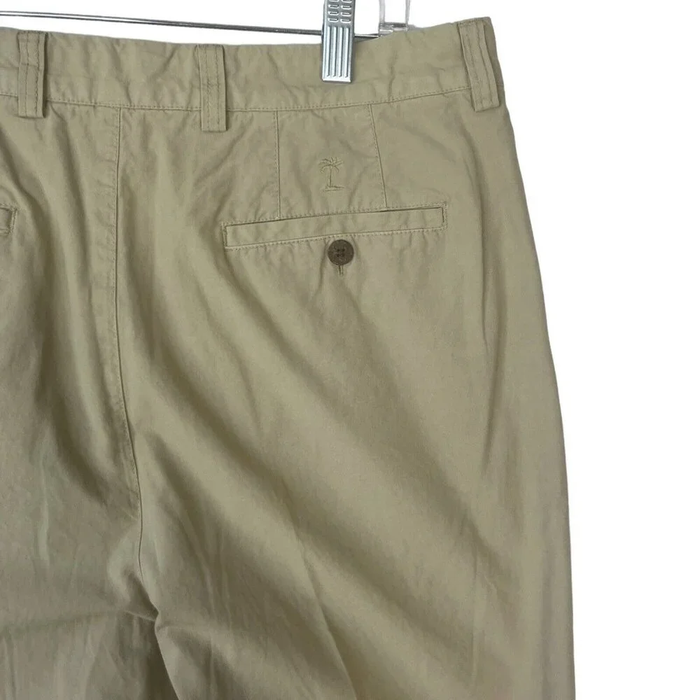 Tommy Bahama Pants Mens 34 Beige Cotton Flat‎ Front Relaxed Fit